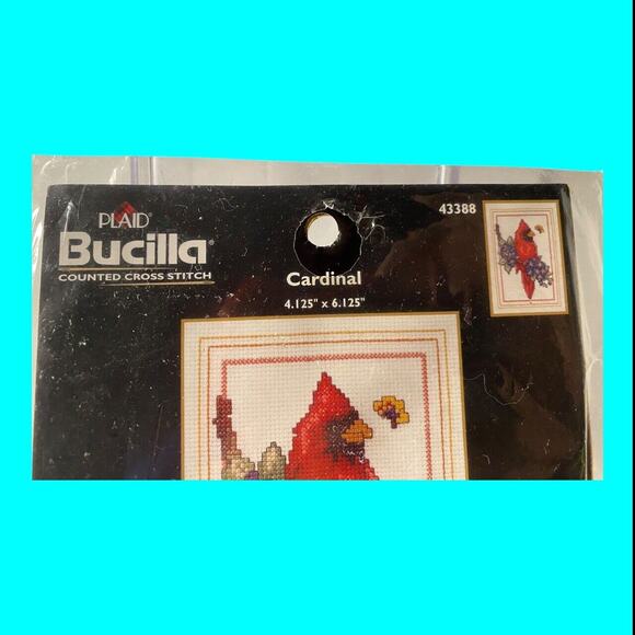 Vintage Bucilla RedCardinal Counted Cross Stitch Kit #43388 Bonnie Smith 2003 - Picture 6 of 9